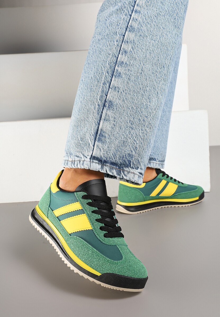 Zielone Sneakersy w Stylu Tenisówek Ozdobione Paskami Lilmi 2