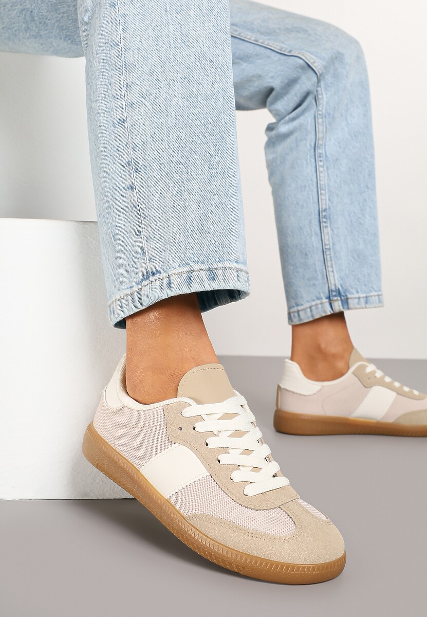 Ciemnobeżowe Sneakersy Tenisówki w Kultowym Stylu Neolithaen 2