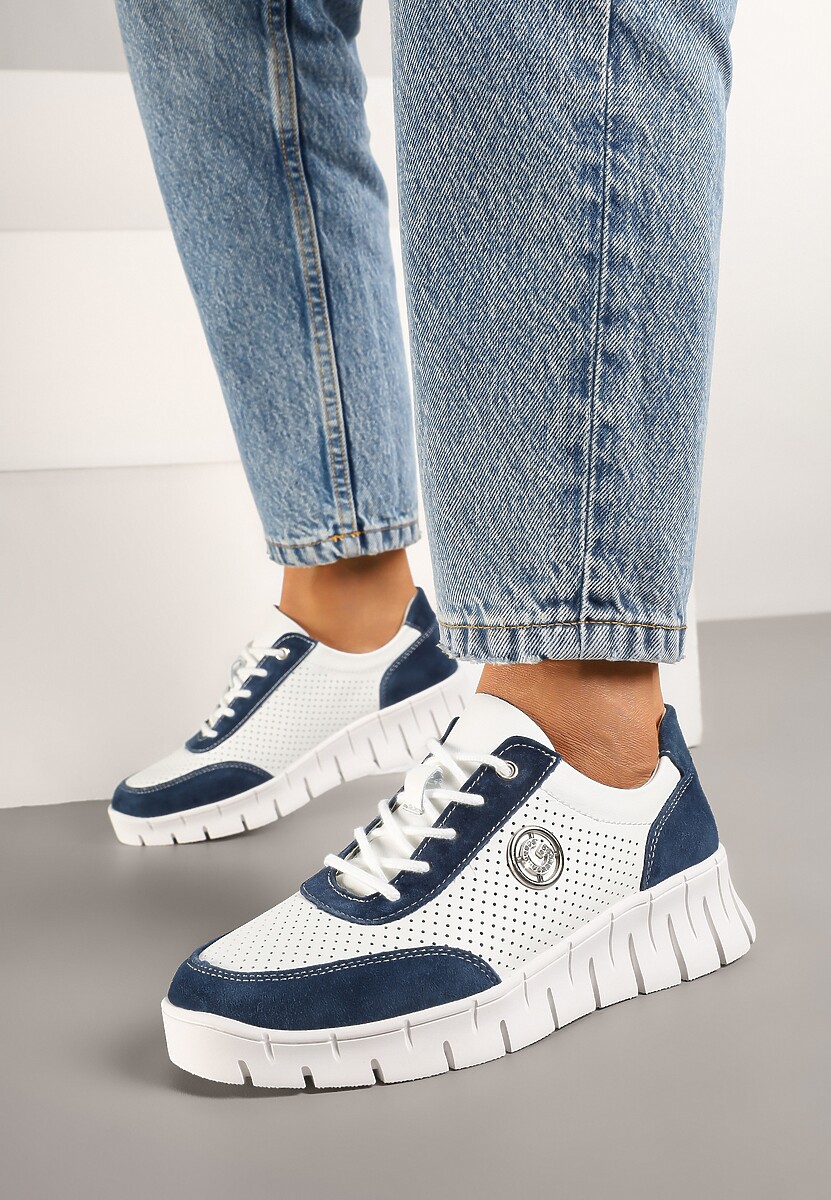 Sneakers Milothra Alb cu bleumarin 2