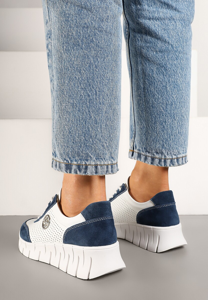 Sneakers Milothra Alb cu bleumarin 3