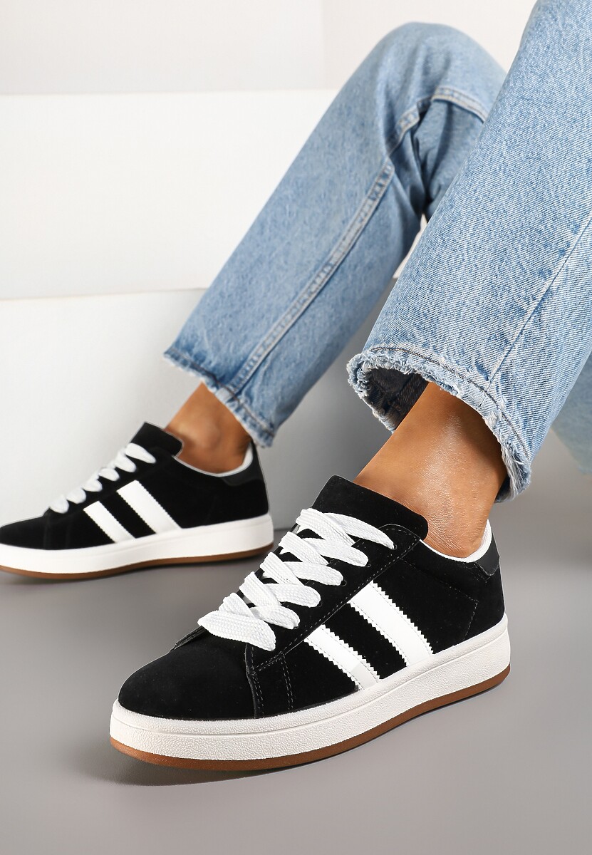 Czarne Sneakersy Ozdobione Paskami Dolirenna 1