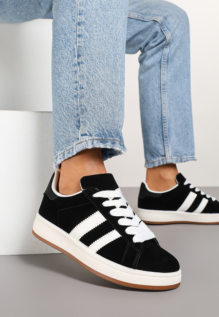 Czarne Sneakersy Ozdobione Paskami Dolirenna 2