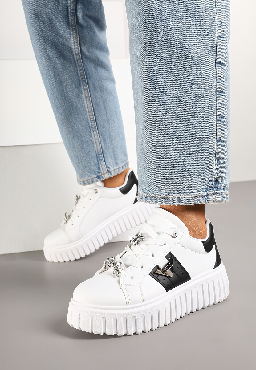 Sneakers Eleanilia Alb cu negru 2