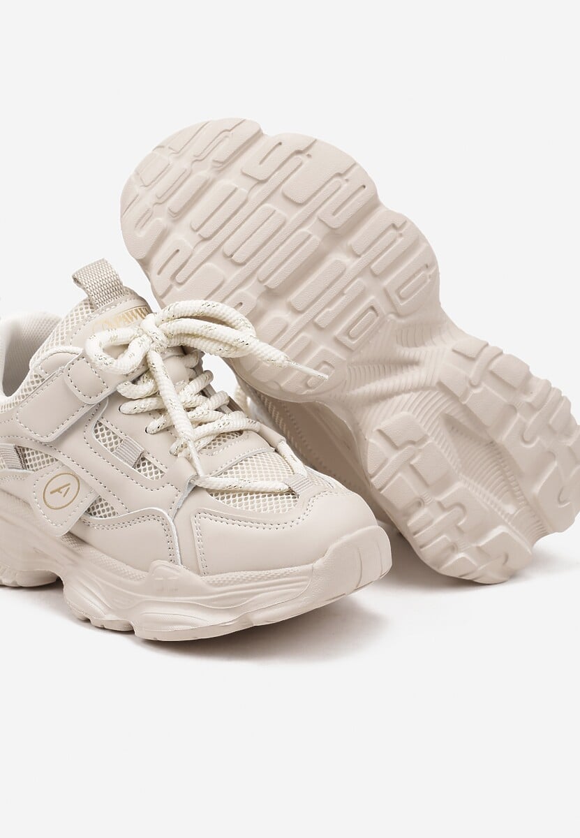 Beżowe Buty Sportowe Sneakersy na Grubej Podeszwie w Stylu Streetwearowym Zelriti 3