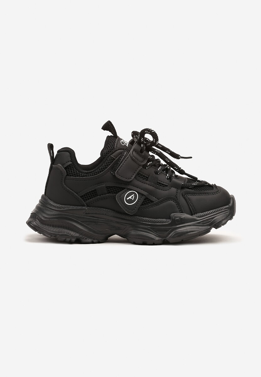Czarne Buty Sportowe Sneakersy na Grubej Podeszwie w Stylu Streetwearowym Zelriti 1
