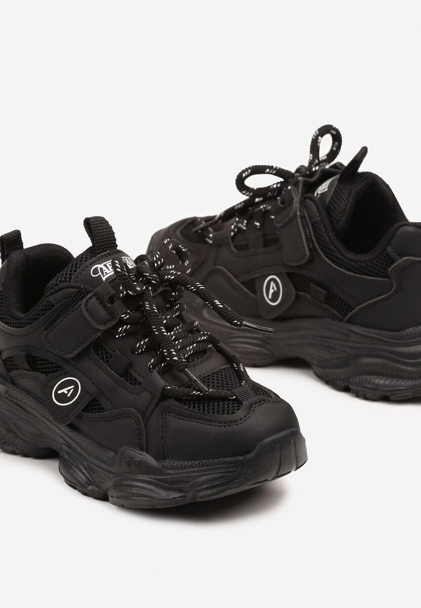 Czarne Buty Sportowe Sneakersy na Grubej Podeszwie w Stylu Streetwearowym Zelriti 3