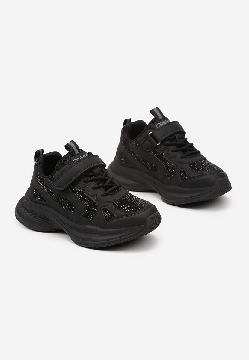 Czarne Buty Sportowe Sneakersy Ozdobione Cyrkoniami Morriti 2