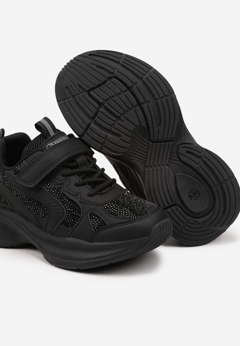 Czarne Buty Sportowe Sneakersy Ozdobione Cyrkoniami Morriti 3