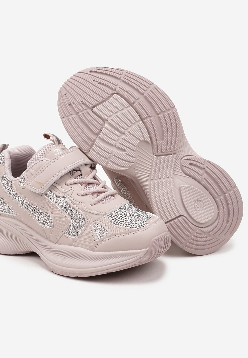 Różowe Buty Sportowe Sneakersy Ozdobione Cyrkoniami Morriti 3