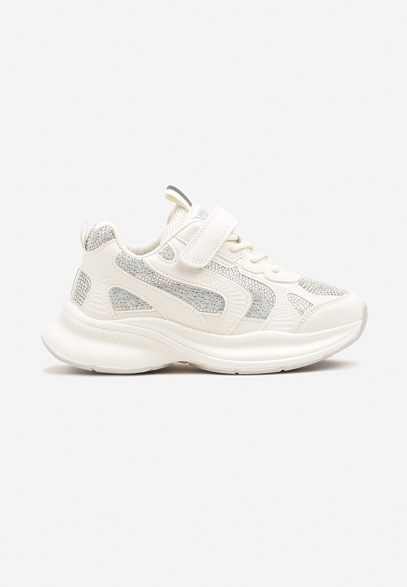 Białe Buty Sportowe Sneakersy Ozdobione Cyrkoniami Morriti 1