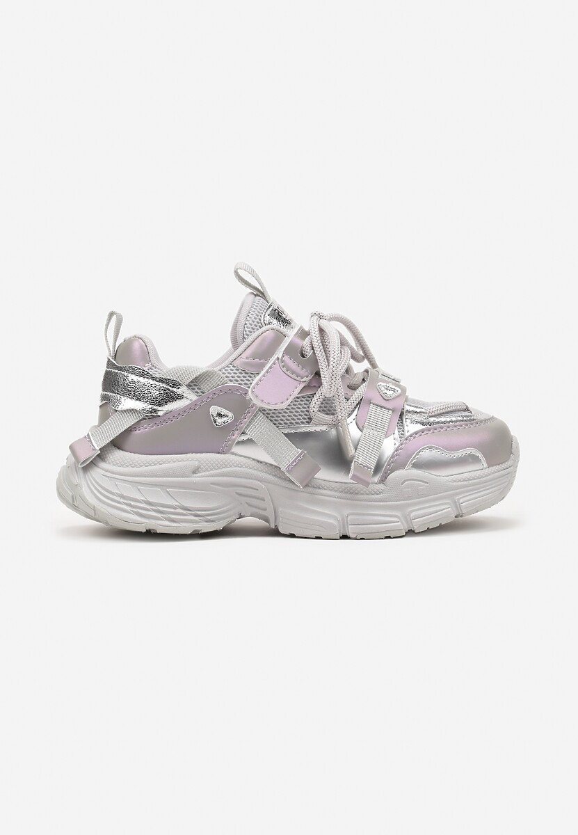 Fioletowe Streetwearowe Buty Sportowe Sneakersy na Tłoczonej Podeszwie Velriti 1
