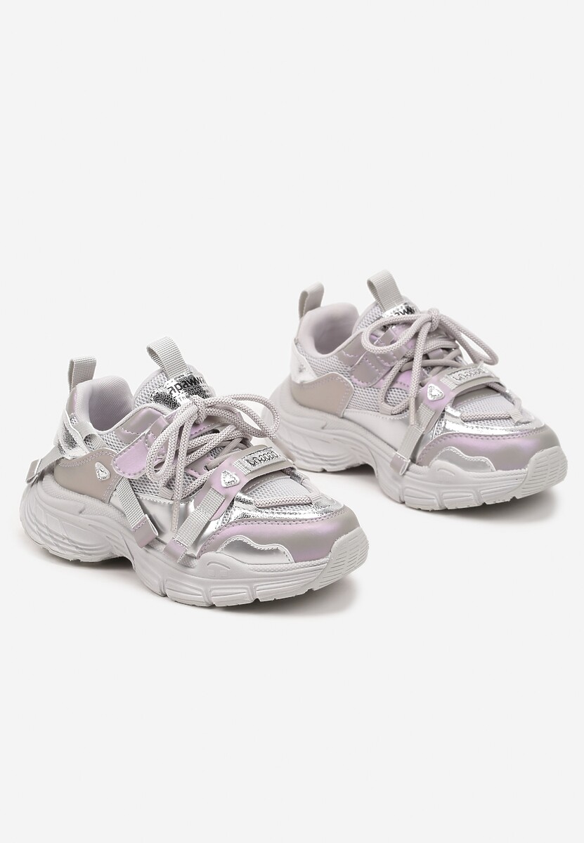 Fioletowe Streetwearowe Buty Sportowe Sneakersy na Tłoczonej Podeszwie Velriti 2
