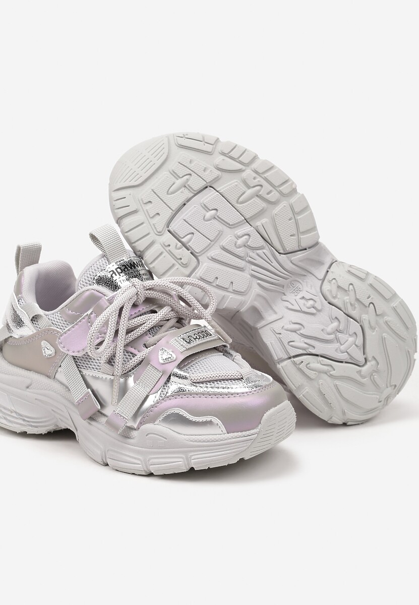 Fioletowe Streetwearowe Buty Sportowe Sneakersy na Tłoczonej Podeszwie Velriti 3