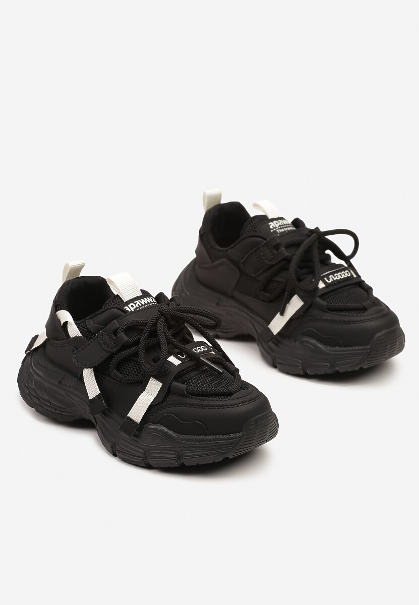 Czarne Streetwearowe Buty Sportowe Sneakersy na Tłoczonej Podeszwie Velriti 2