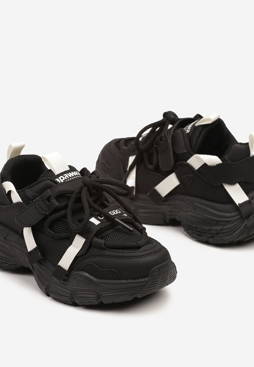 Czarne Streetwearowe Buty Sportowe Sneakersy na Tłoczonej Podeszwie Velriti 3