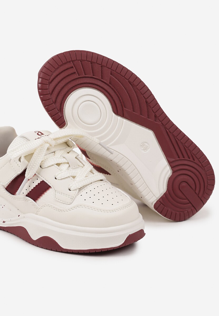 Beżowo-Czerwone Buty Sportowe Sneakersy na Grubej Podeszwie z Geometrycznym Wzorem Davinias 3