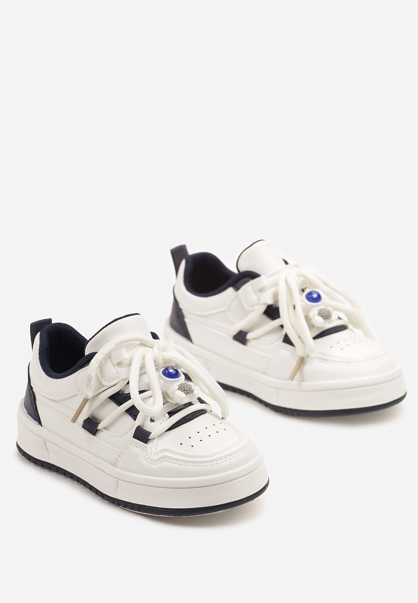 Granatowe Buty Sportowe Sneakersy z Ozdobnym Sznurowaniem i Rzepem Davielisse 2