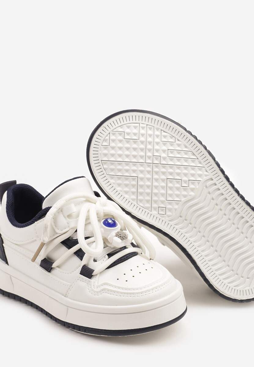 Granatowe Buty Sportowe Sneakersy z Ozdobnym Sznurowaniem i Rzepem Davielisse 3