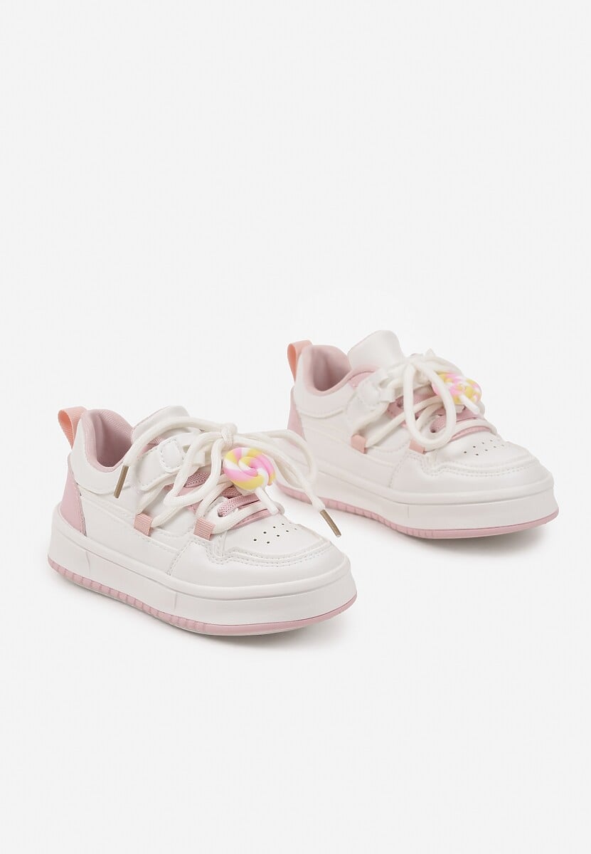 Różowe Buty Sportowe Sneakersy z Ozdobnym Sznurowaniem i Rzepem Davielisse 2