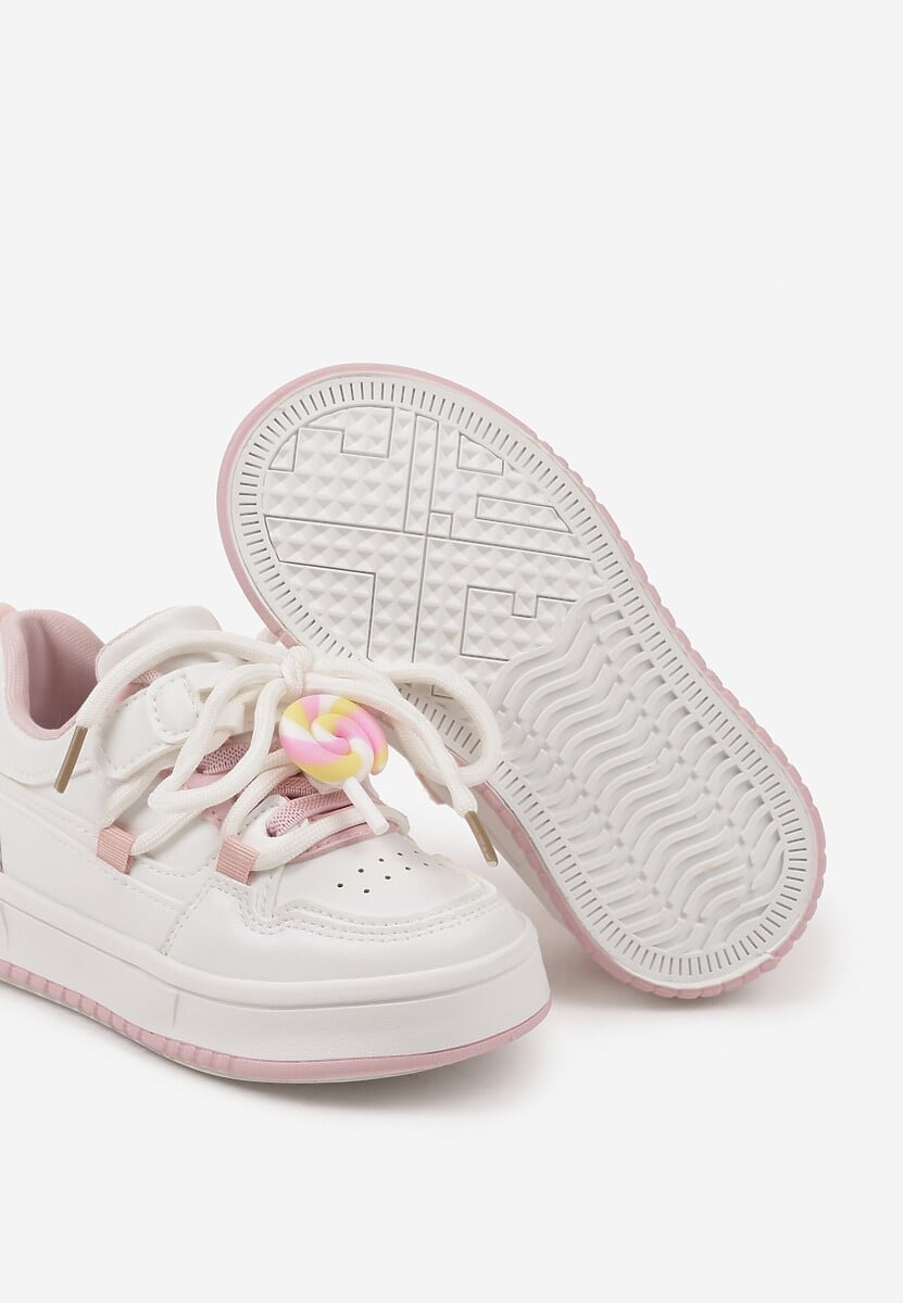 Różowe Buty Sportowe Sneakersy z Ozdobnym Sznurowaniem i Rzepem Davielisse 3