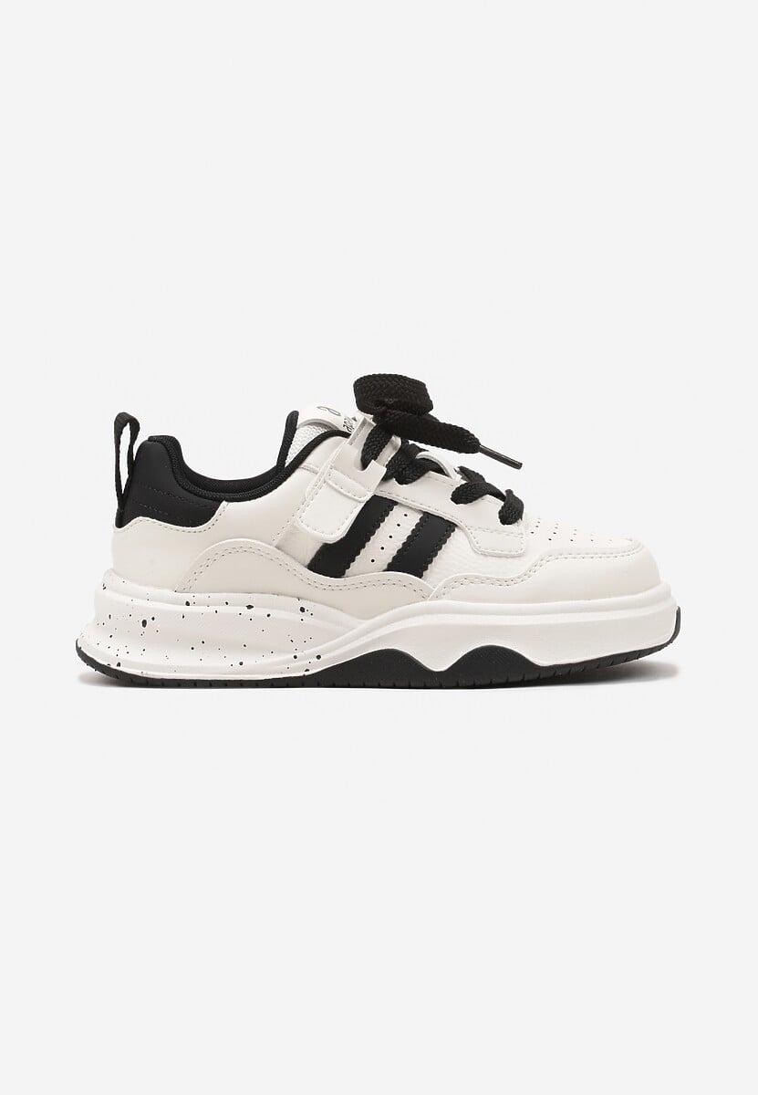 Beżowo-Czarne Buty Sportowe Sneakersy na Grubej Podeszwie z Geometrycznym Wzorem Davinias 1