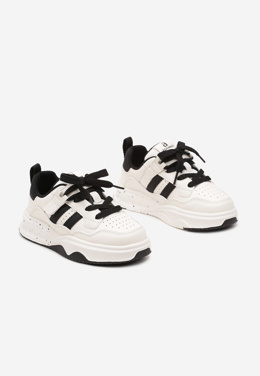 Beżowo-Czarne Buty Sportowe Sneakersy na Grubej Podeszwie z Geometrycznym Wzorem Davinias 2