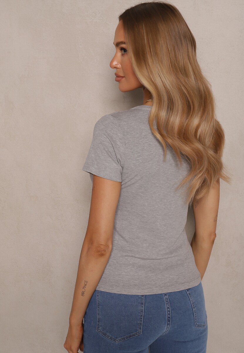 Szary T-shirt Basic z Wiskozy Worreti 3