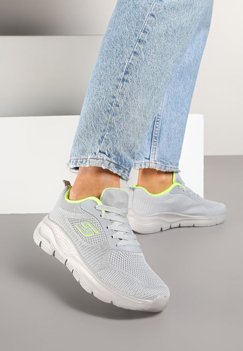 Szare Siateczkowe Buty Sportowe Sneakersy na Piankowej Podeszwie Aridanor 1