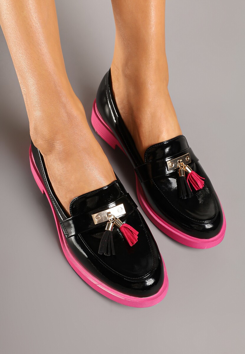 Mocasini Ridanitha Negru cu fucsia 3