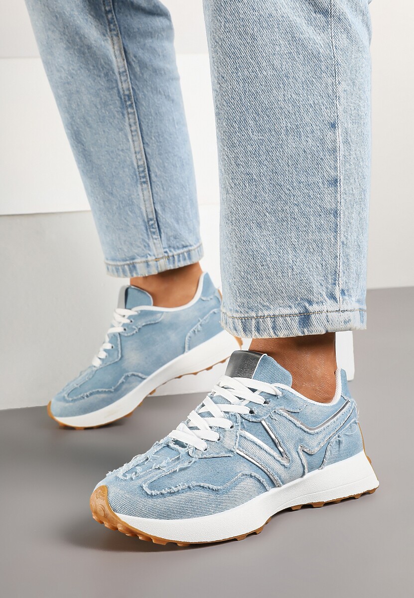 Niebieskie Sneakersy Ozdobione Przeszyciami Varretis 2