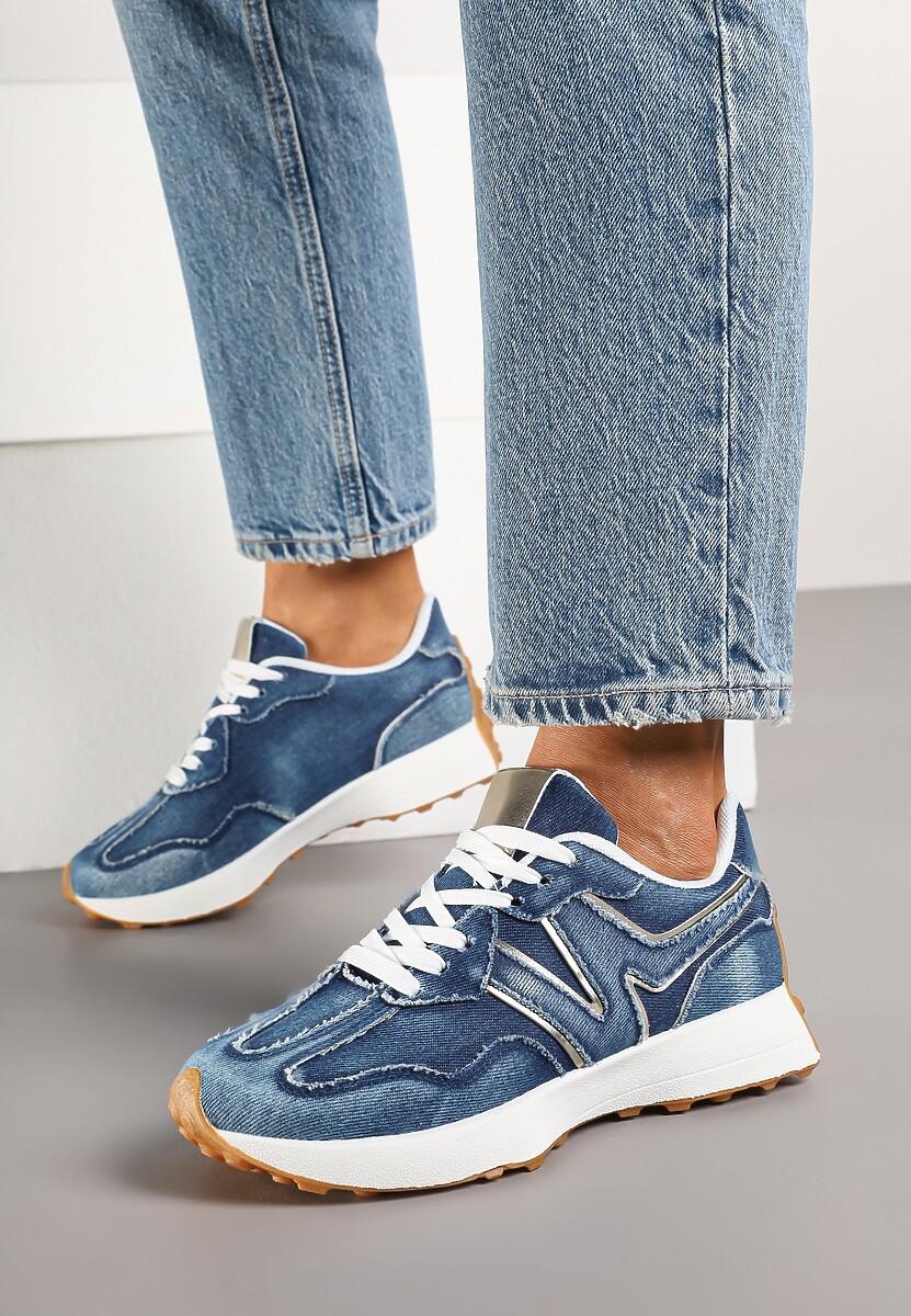 Granatowe Sneakersy Ozdobione Przeszyciami Varretis 2
