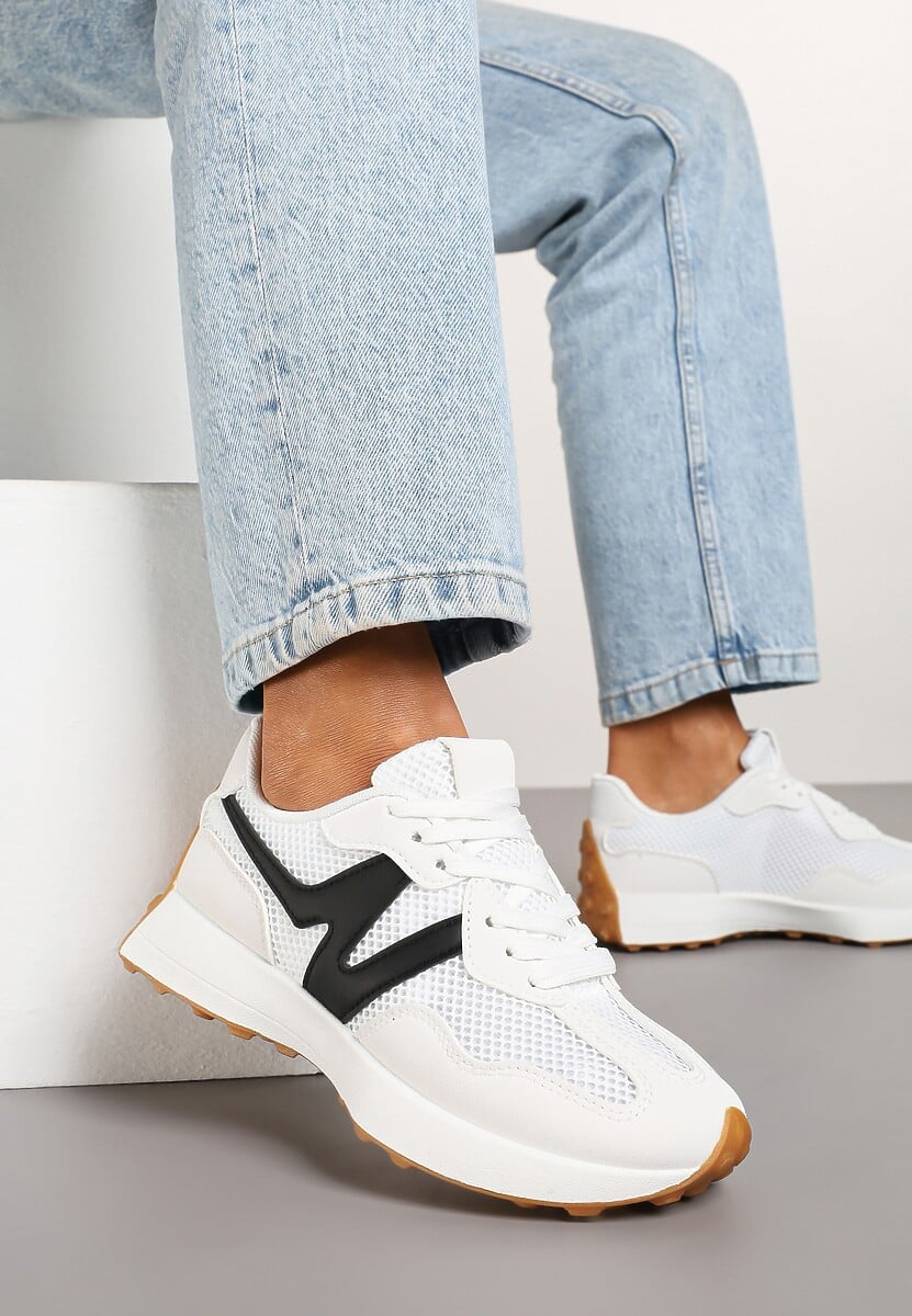 Biało-Czarne Sneakersy Ozdobione Geometrycznym Wzorem Hirreti 1