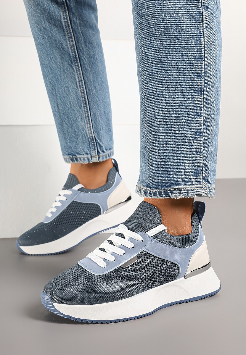 Niebieskie Sneakersy z Siateczkową Cholewką Saramis 2