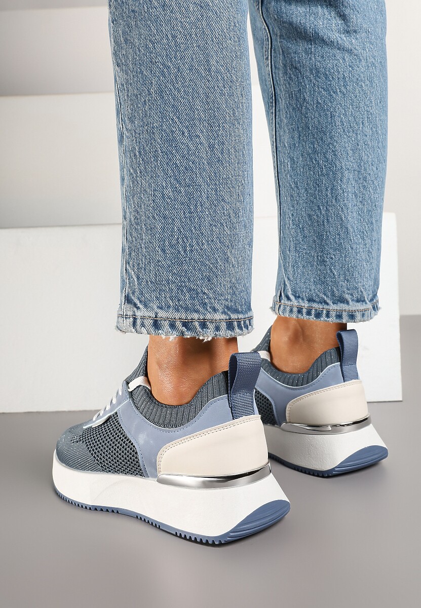 Niebieskie Sneakersy z Siateczkową Cholewką Saramis 3
