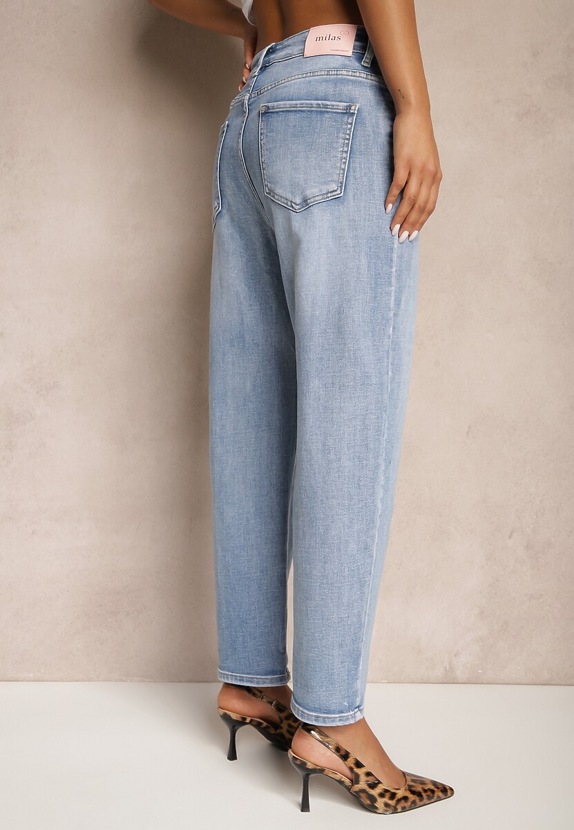 Niebieskie Jeansy Mom Fit High Waist Ivelapis 3