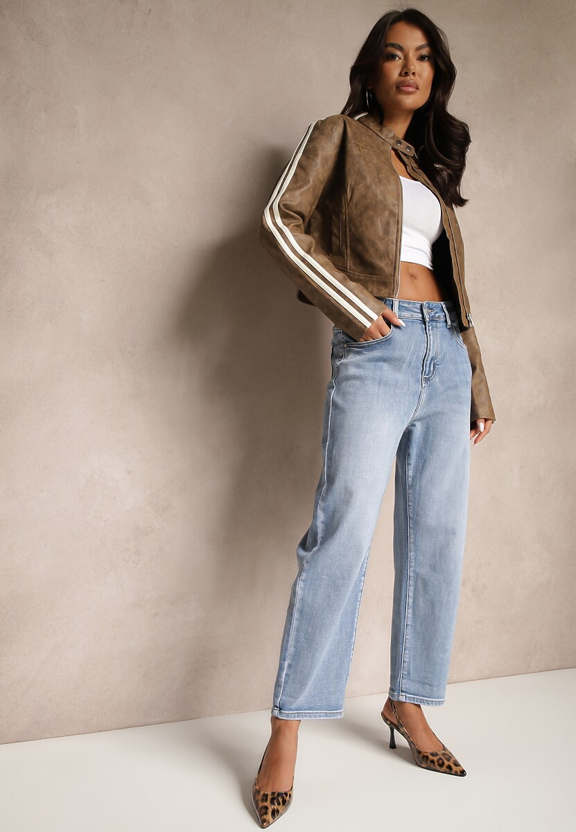 Niebieskie Jeansy Mom Fit High Waist Ivelapis 1