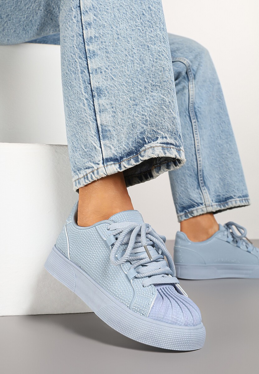 Niebieskie Sneakersy z Ozdobnym Tłoczeniem i Cyrkoniami Dorreia 2