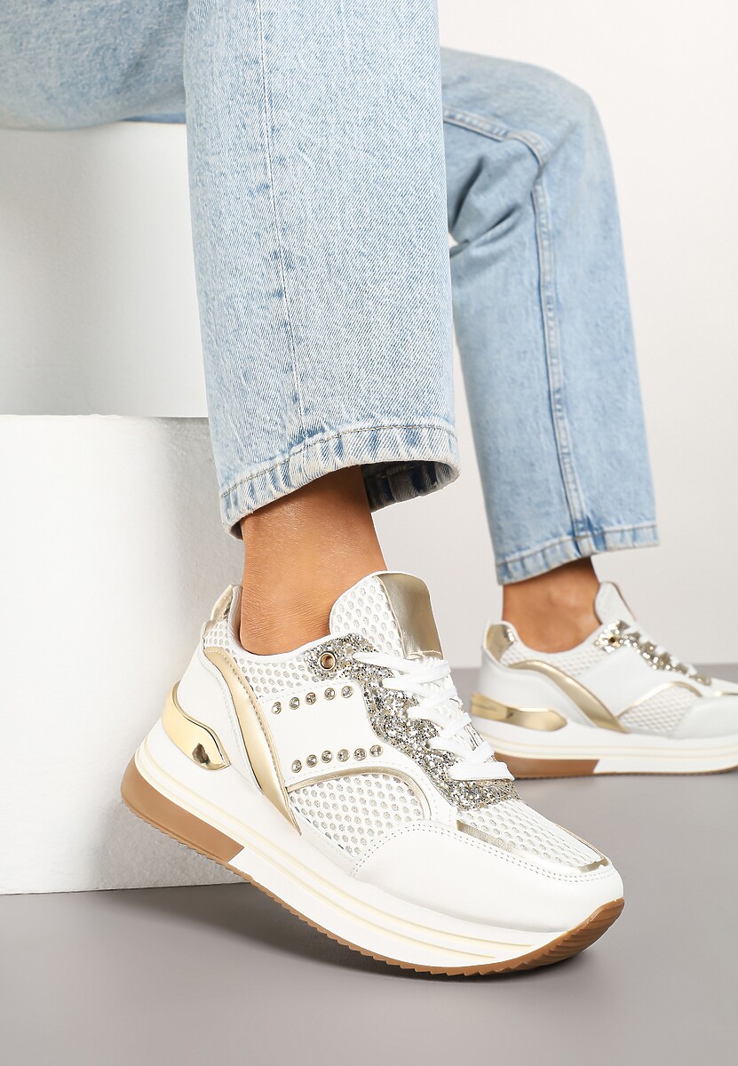 Sneakers Tatindra Alb cu auriu 1