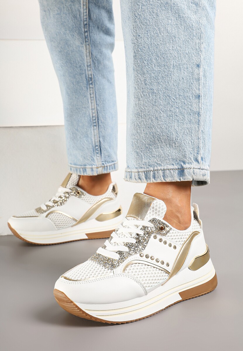 Sneakers Tatindra Alb cu auriu 2