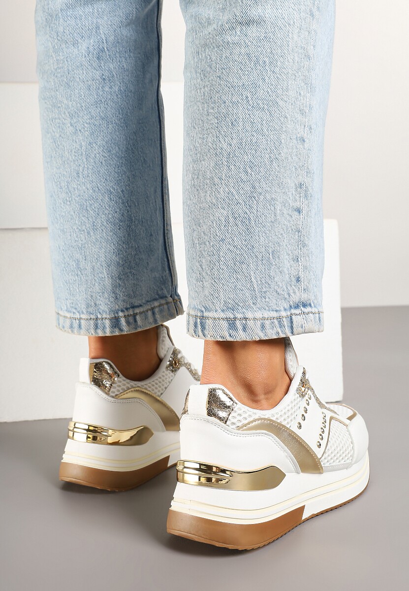 Sneakers Tatindra Alb cu auriu 3