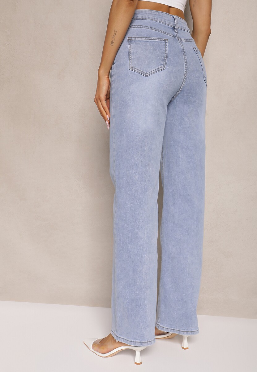 Niebieskie Jeansy z Bawełną o Szerokim Kroju High Waist Ahuzla 3