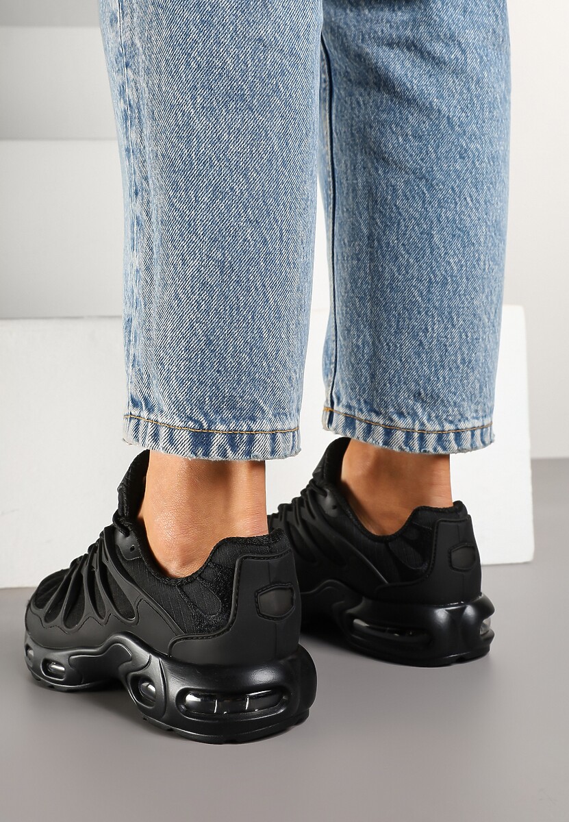 Czarne Buty Sportowe Sneakersy z Tłoczoną Cholewką Calzivis 3