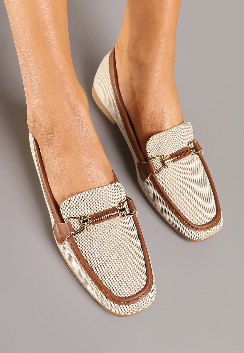 Beżowo-Brązowe Mokasyny w Stylu Klasycznych Loafersów Effena 3
