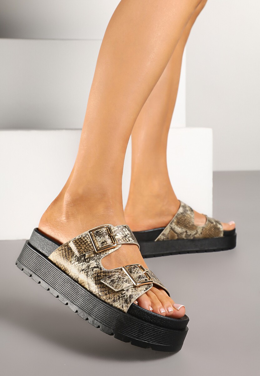 Papuci Kaliora Print piele de șarpe 2