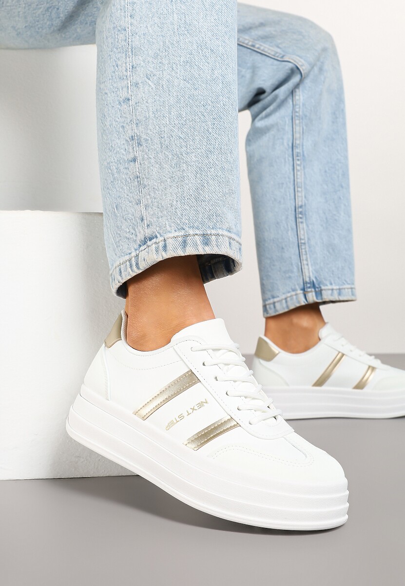 Sneakers Agerla Alb cu auriu 1