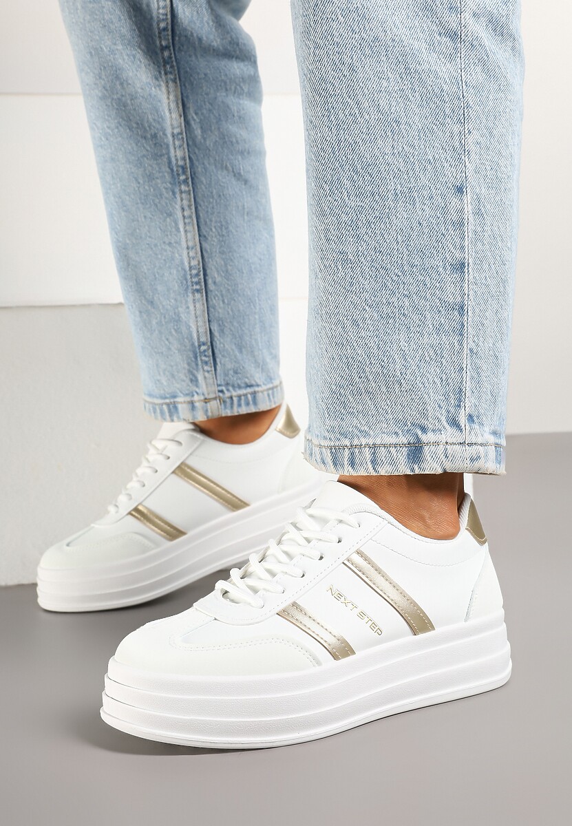 Sneakers Agerla Alb cu auriu 2