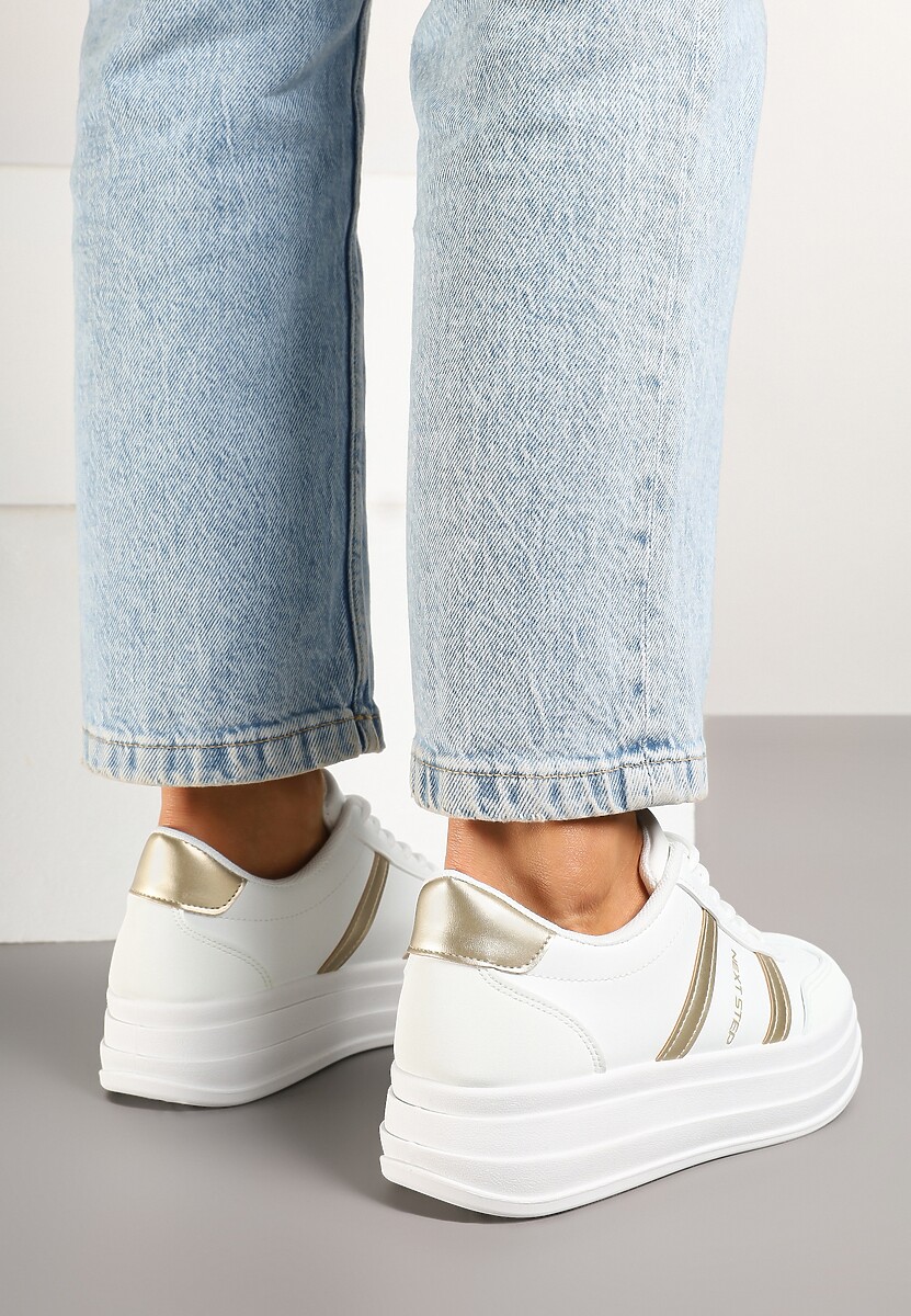 Sneakers Agerla Alb cu auriu 3