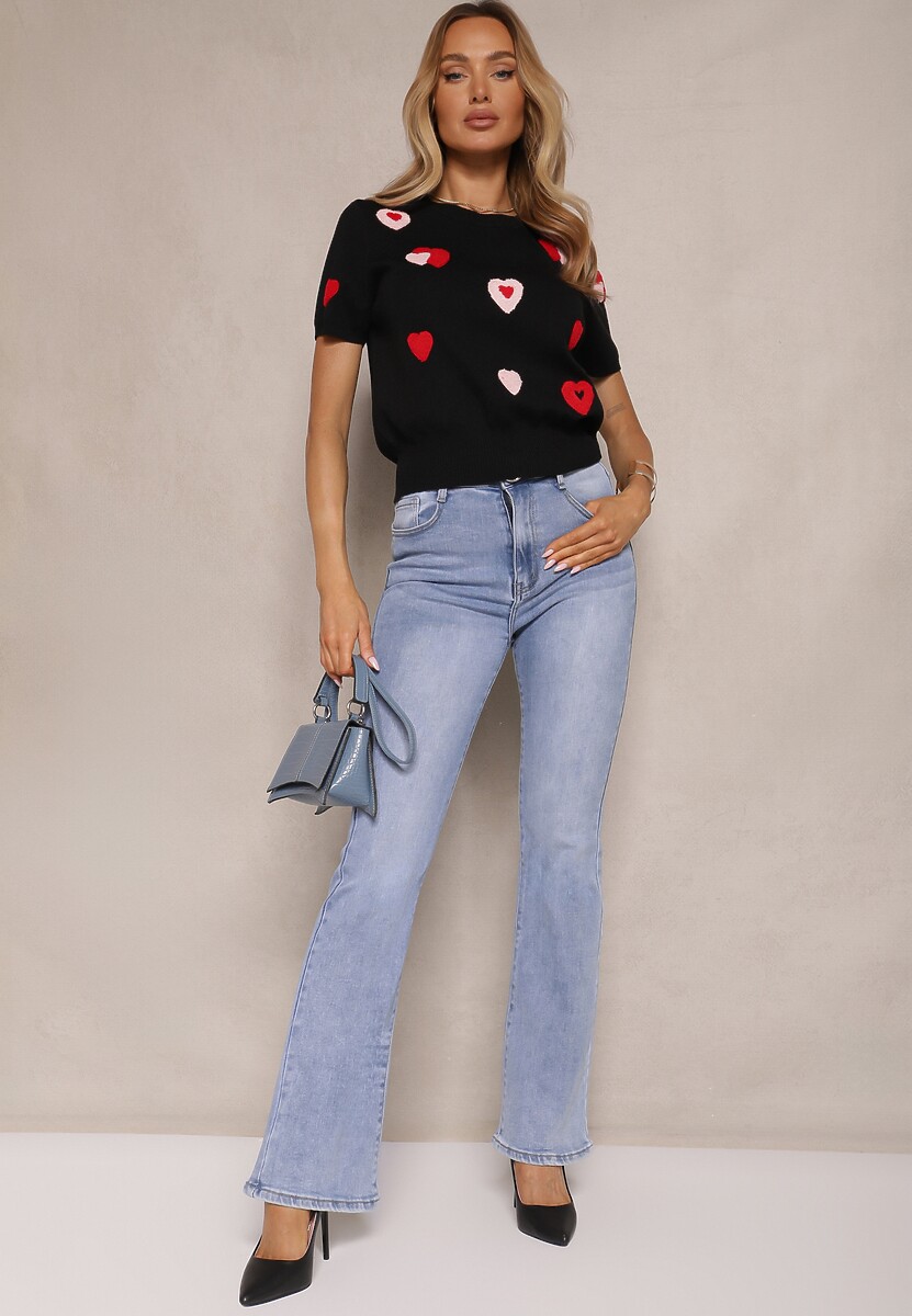 Niebieskie Jeansy o Kroju Flare Regular Veltia 2