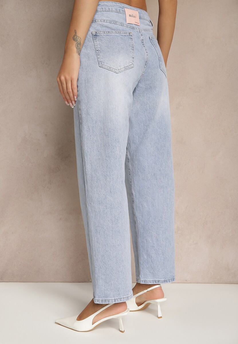 Niebieskie Jeansy o Szerokim Fasonie z Bawełny Aflinana 3