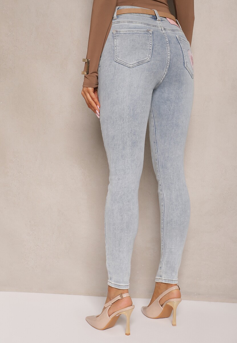 Niebieskie Jeansy z Bawełną Skinny High Waist Marino 3